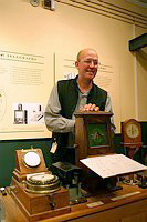 Demonstrating equipment at the Porthcurno Telegraph Museum.